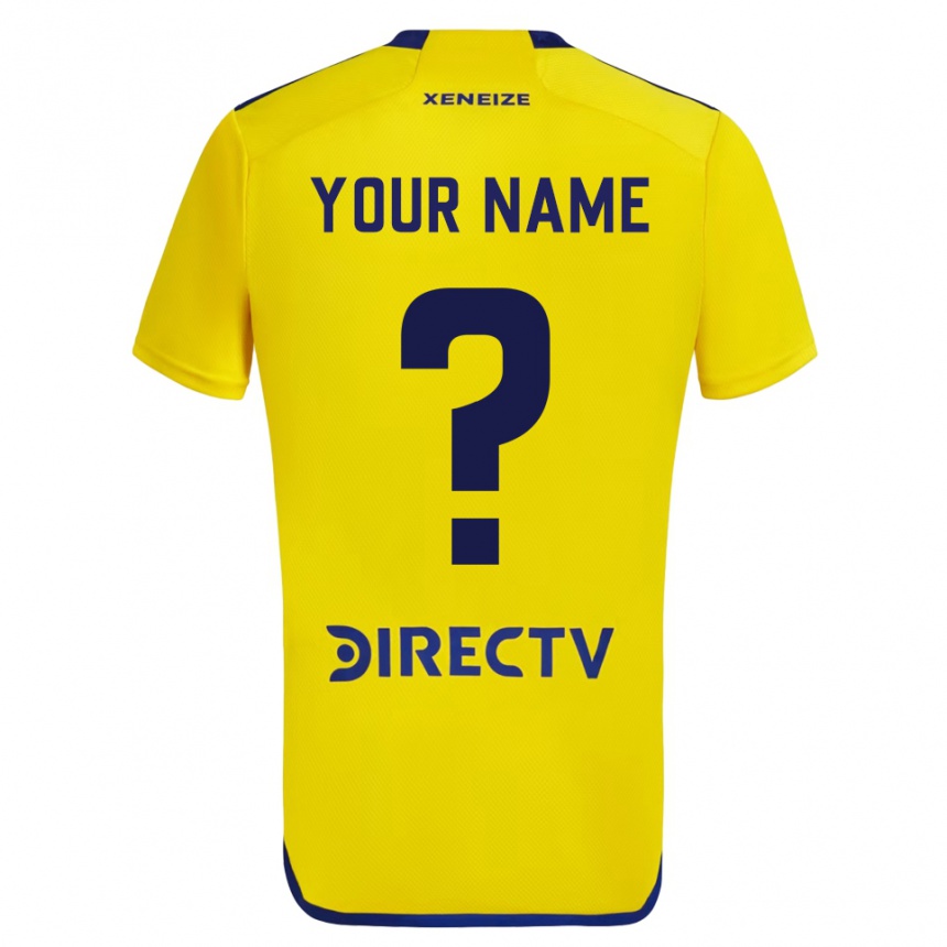 Kids Football Your Name #0 Yellow Blue Away Jersey 2024/25 T-Shirt Australia