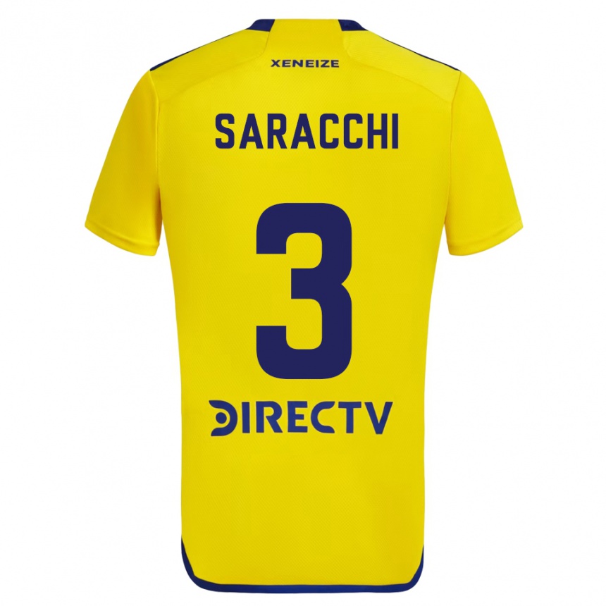 Kids Football Marcelo Saracchi #3 Yellow Blue Away Jersey 2024/25 T-Shirt Australia