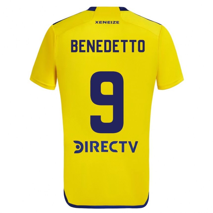 Kids Football Darío Benedetto #9 Yellow Blue Away Jersey 2024/25 T-Shirt Australia