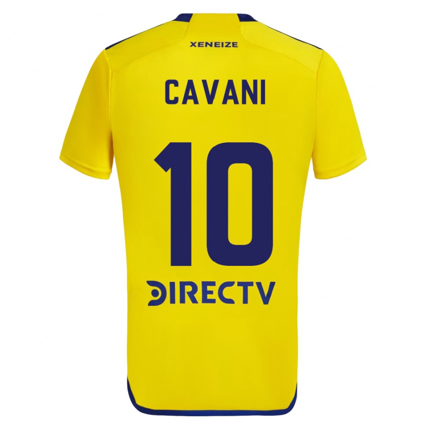 Kids Football Edinson Cavani #10 Yellow Blue Away Jersey 2024/25 T-Shirt Australia