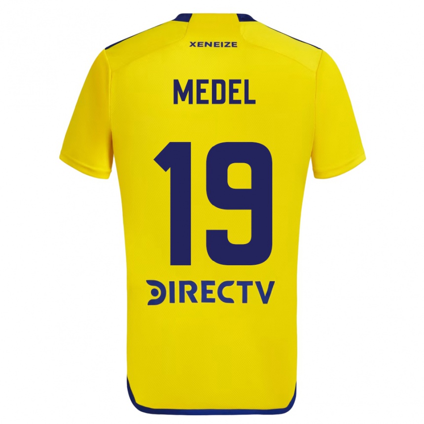 Kids Football Gary Medel #19 Yellow Blue Away Jersey 2024/25 T-Shirt Australia