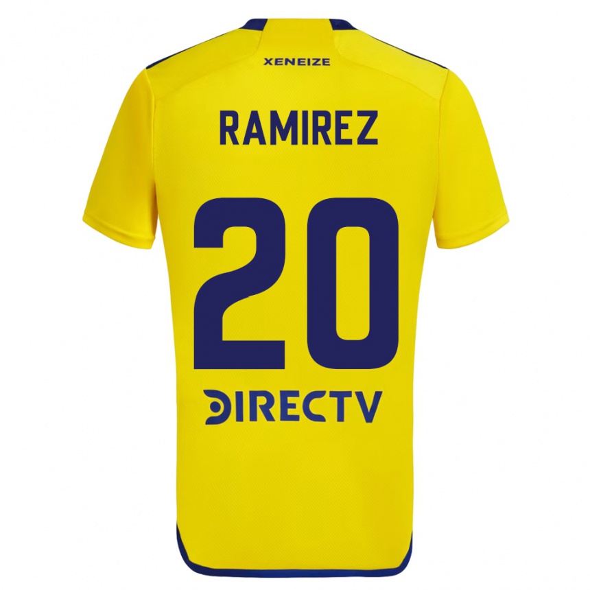 Kids Football Juan Ramírez #20 Yellow Blue Away Jersey 2024/25 T-Shirt Australia