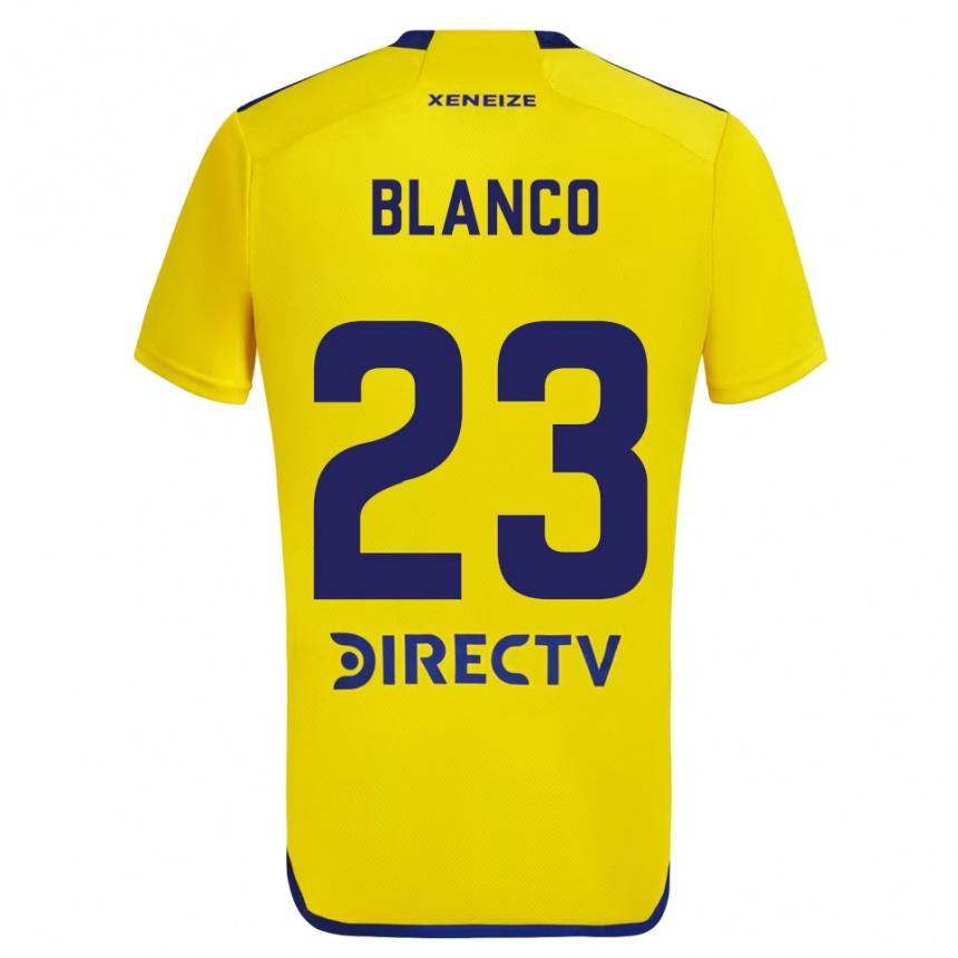 Kids Football Lautaro Blanco #23 Yellow Blue Away Jersey 2024/25 T-Shirt Australia