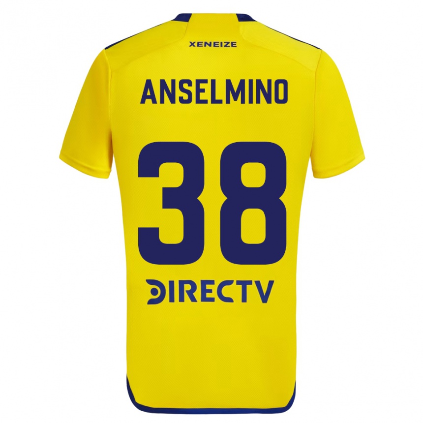 Kids Football Aarón Anselmino #38 Yellow Blue Away Jersey 2024/25 T-Shirt Australia