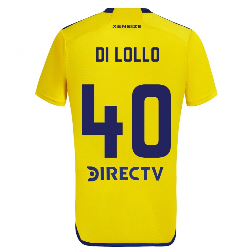 Kids Football Lautaro Di Lollo #40 Yellow Blue Away Jersey 2024/25 T-Shirt Australia