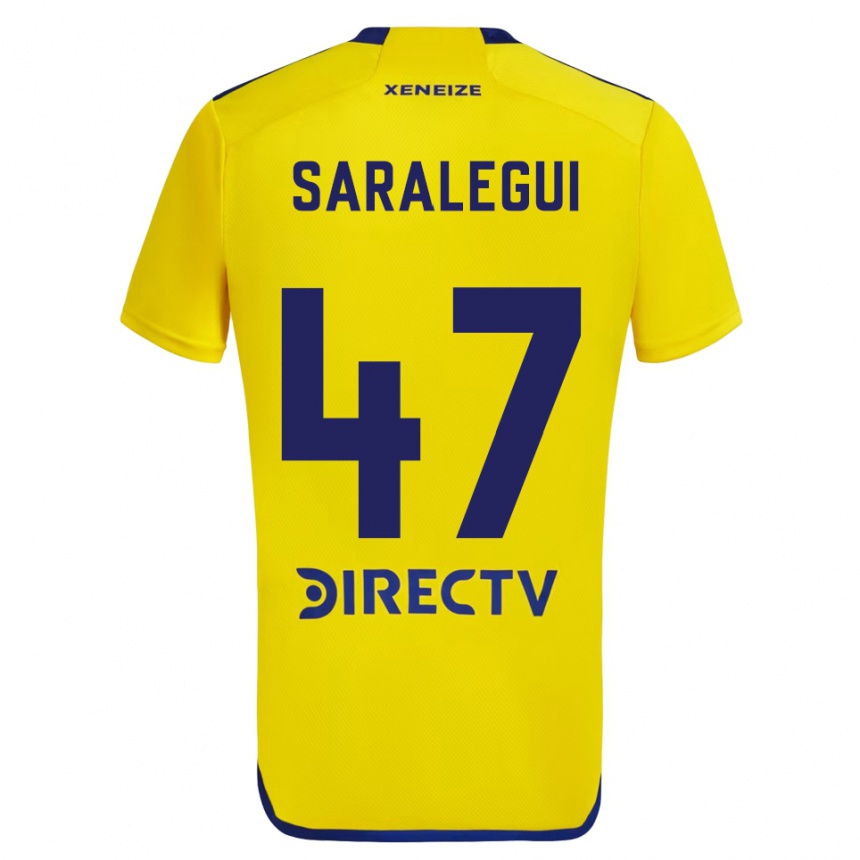 Kids Football Jabes Saralegui #47 Yellow Blue Away Jersey 2024/25 T-Shirt Australia