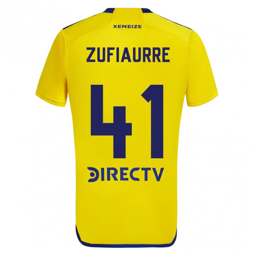 Kids Football Iker Zufiaurre #41 Yellow Blue Away Jersey 2024/25 T-Shirt Australia