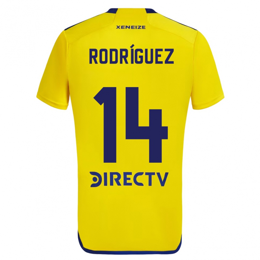 Kids Football Isaías Rodríguez #14 Yellow Blue Away Jersey 2024/25 T-Shirt Australia