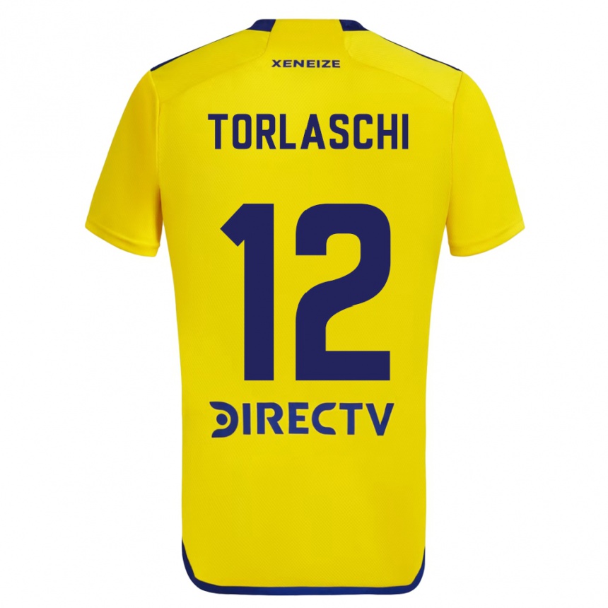 Kids Football Lucas Torlaschi #12 Yellow Blue Away Jersey 2024/25 T-Shirt Australia