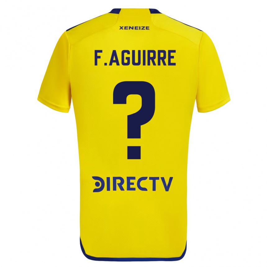 Kids Football Federico Aguirre #0 Yellow Blue Away Jersey 2024/25 T-Shirt Australia