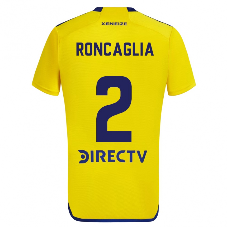 Kids Football Facundo Roncaglia #2 Yellow Blue Away Jersey 2024/25 T-Shirt Australia