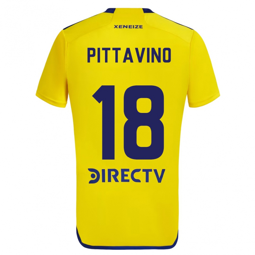 Kids Football Rodrigo Pittavino #18 Yellow Blue Away Jersey 2024/25 T-Shirt Australia