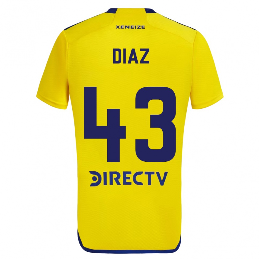 Kids Football Tomás Díaz #43 Yellow Blue Away Jersey 2024/25 T-Shirt Australia