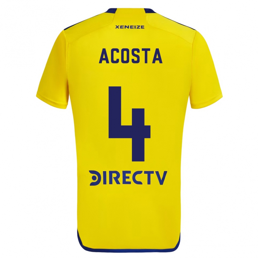 Kids Football Natan Acosta #4 Yellow Blue Away Jersey 2024/25 T-Shirt Australia