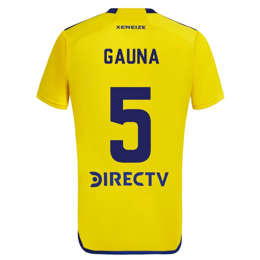 Kids Football Santiago Gauna #5 Yellow Blue Away Jersey 2024/25 T-Shirt Australia