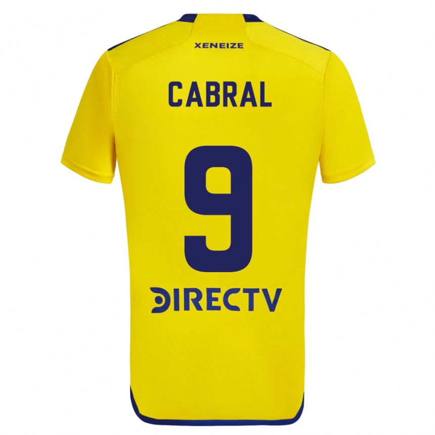 Kids Football Bruno Cabral #9 Yellow Blue Away Jersey 2024/25 T-Shirt Australia