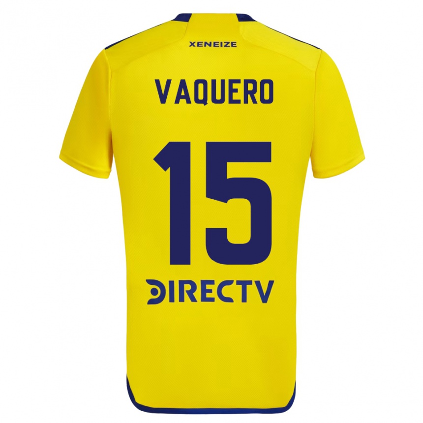 Kids Football Iván Vaquero #15 Yellow Blue Away Jersey 2024/25 T-Shirt Australia