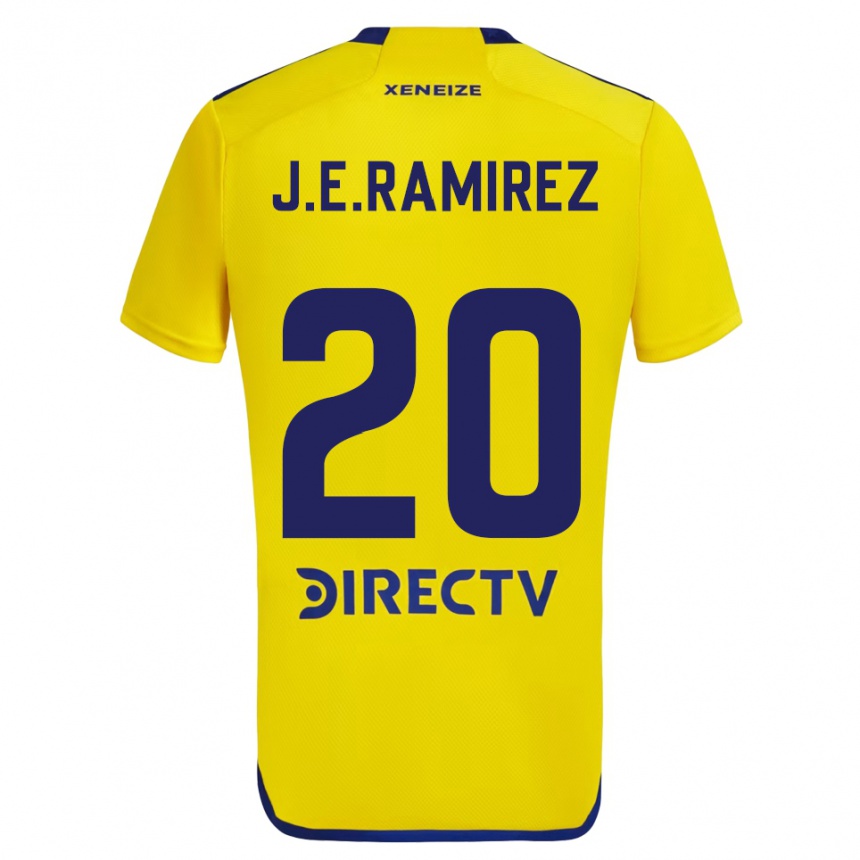 Kids Football Juan Edgardo Ramirez #20 Yellow Blue Away Jersey 2024/25 T-Shirt Australia