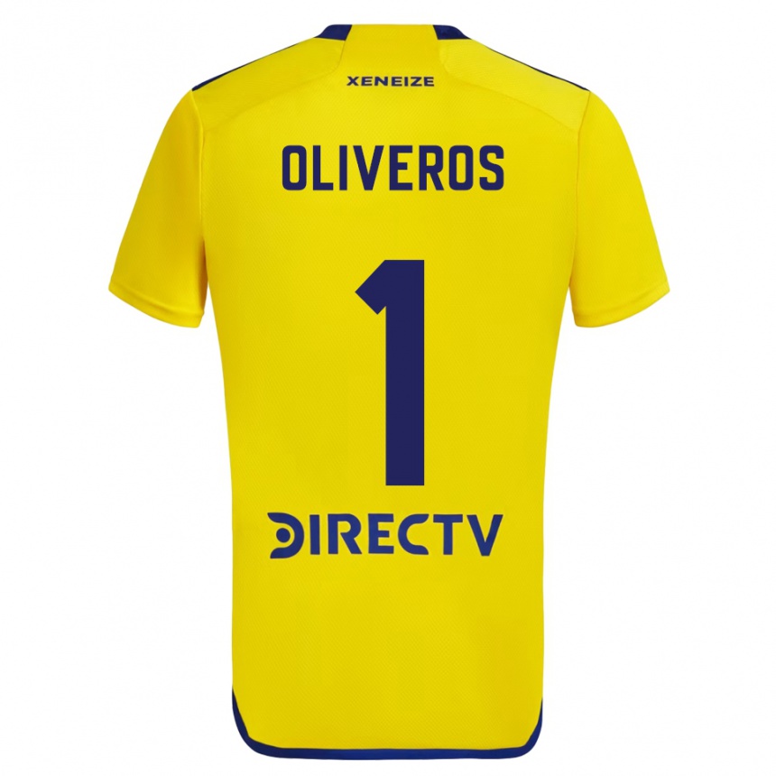 Kids Football Laurina Oliveros #1 Yellow Blue Away Jersey 2024/25 T-Shirt Australia