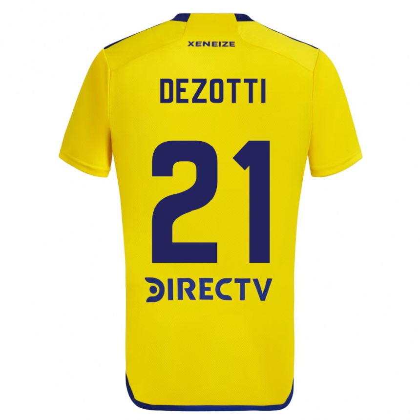 Kids Football Martina Dezotti #21 Yellow Blue Away Jersey 2024/25 T-Shirt Australia