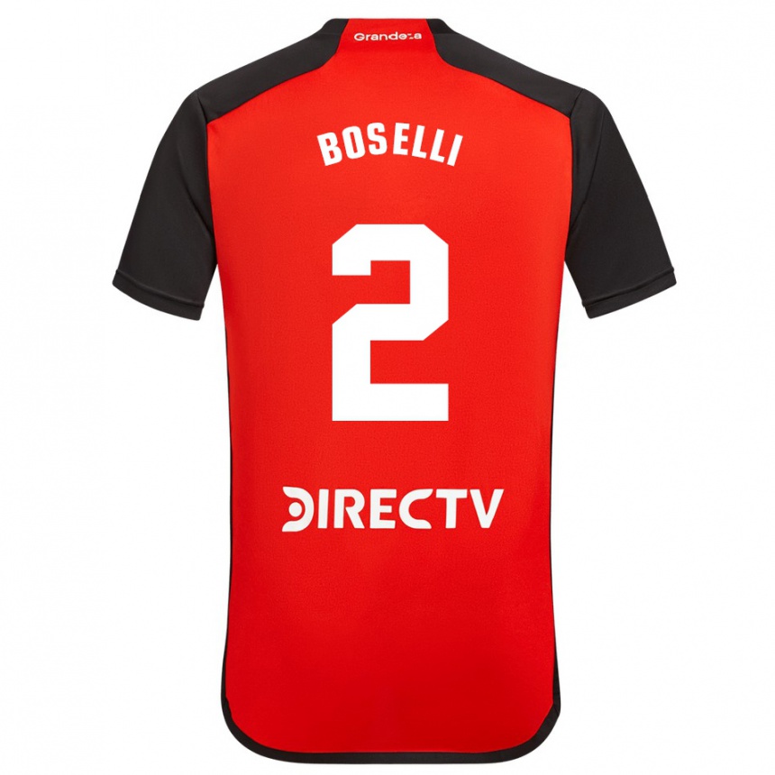 Kids Football Sebastián Boselli #2 Red Black White Away Jersey 2024/25 T-Shirt Australia