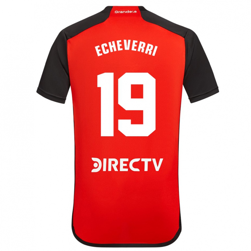 Kids Football Claudio Echeverri #19 Red Black White Away Jersey 2024/25 T-Shirt Australia