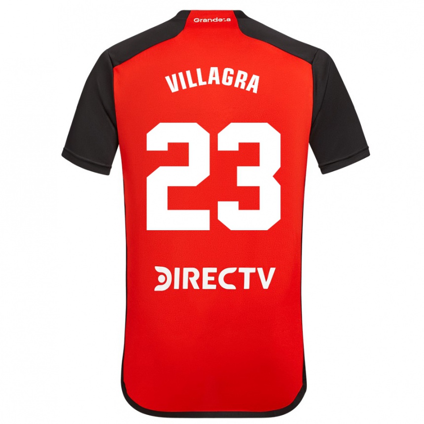 Kids Football Rodrigo Villagra #23 Red Black White Away Jersey 2024/25 T-Shirt Australia