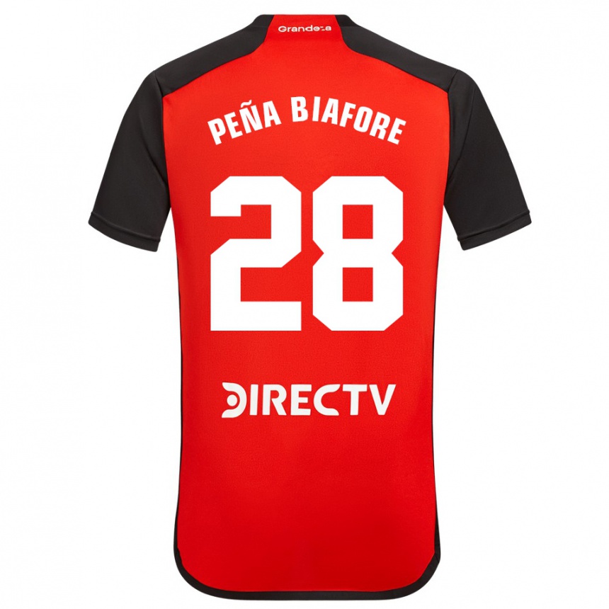 Kids Football Felipe Peña Biafore #28 Red Black White Away Jersey 2024/25 T-Shirt Australia