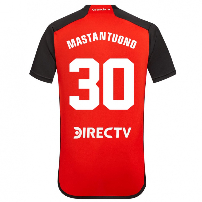 Kids Football Franco Mastantuono #30 Red Black White Away Jersey 2024/25 T-Shirt Australia