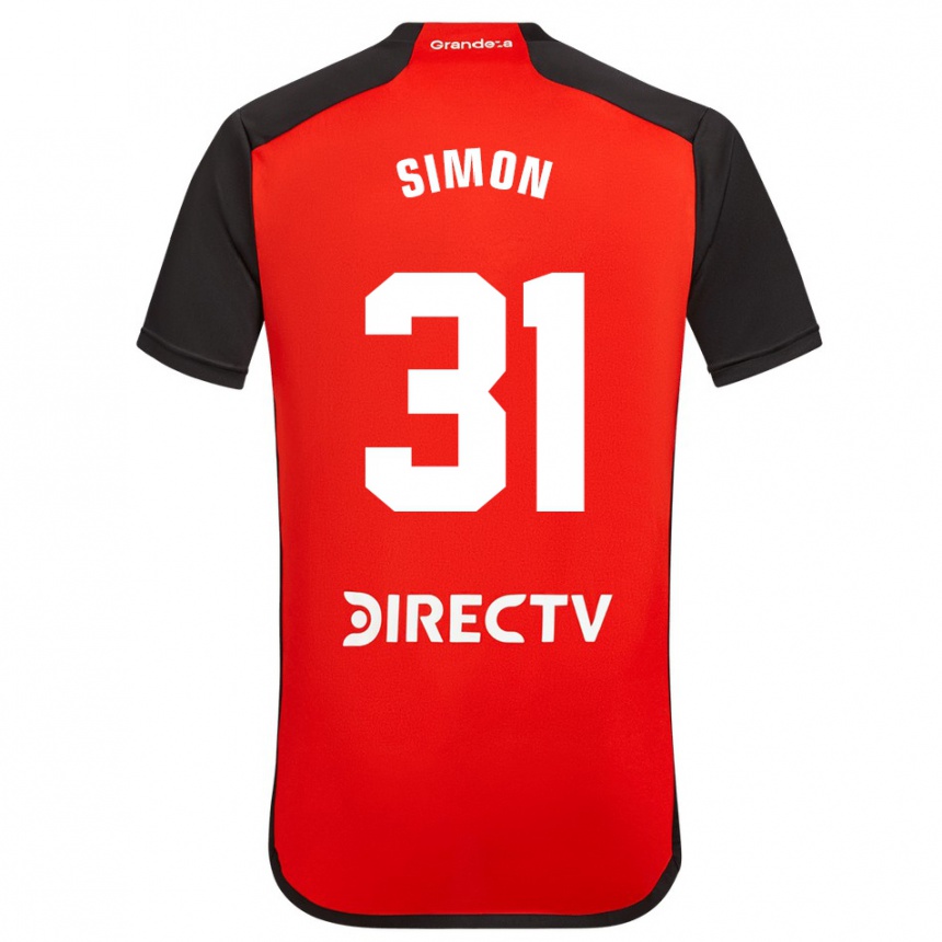 Kids Football Santiago Simón #31 Red Black White Away Jersey 2024/25 T-Shirt Australia