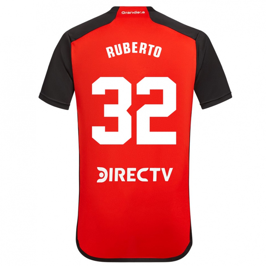 Kids Football Agustín Ruberto #32 Red Black White Away Jersey 2024/25 T-Shirt Australia