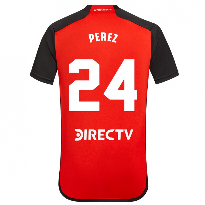 Kids Football Enzo Pérez #24 Red Black White Away Jersey 2024/25 T-Shirt Australia