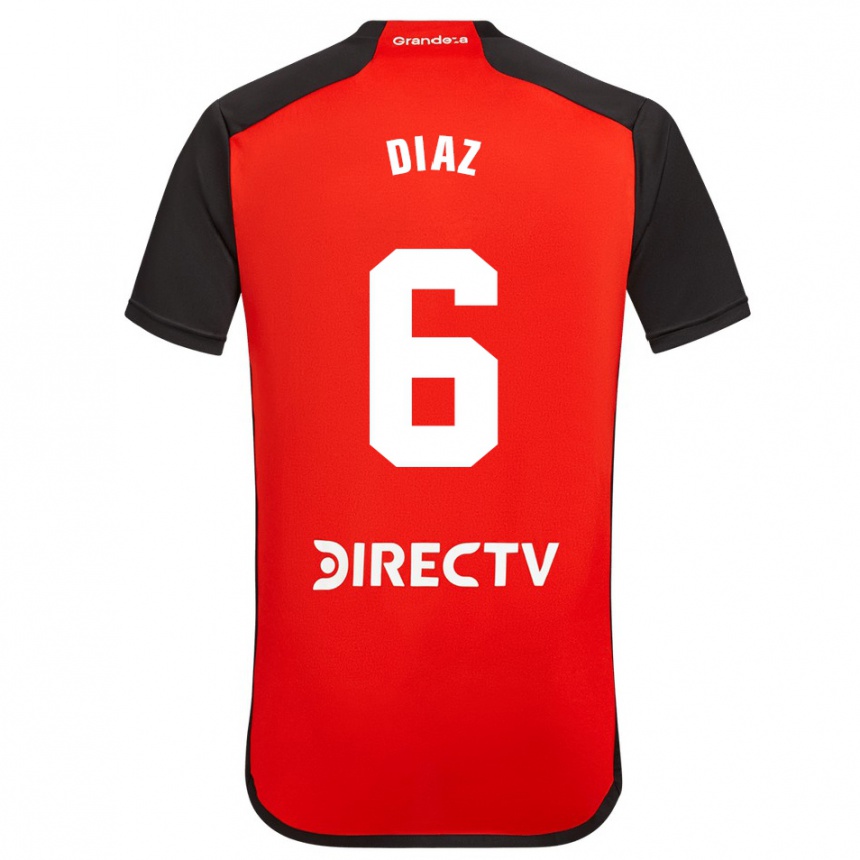 Kids Football Milagros Díaz #6 Red Black White Away Jersey 2024/25 T-Shirt Australia