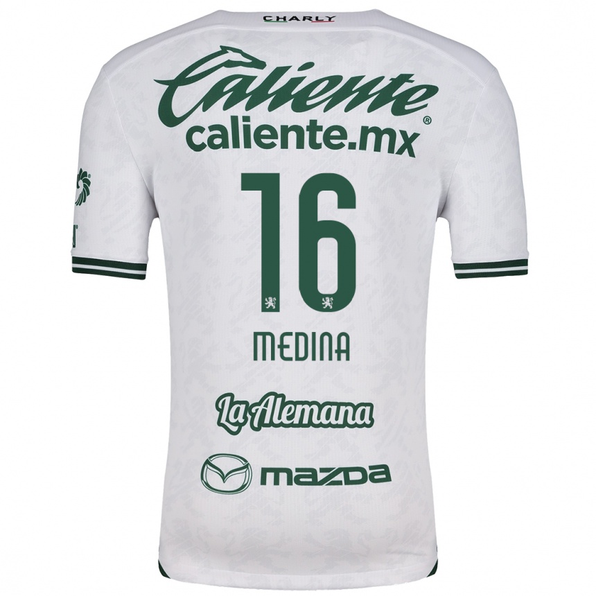 Kids Football Alan Medina #16 White Green Away Jersey 2024/25 T-Shirt Australia