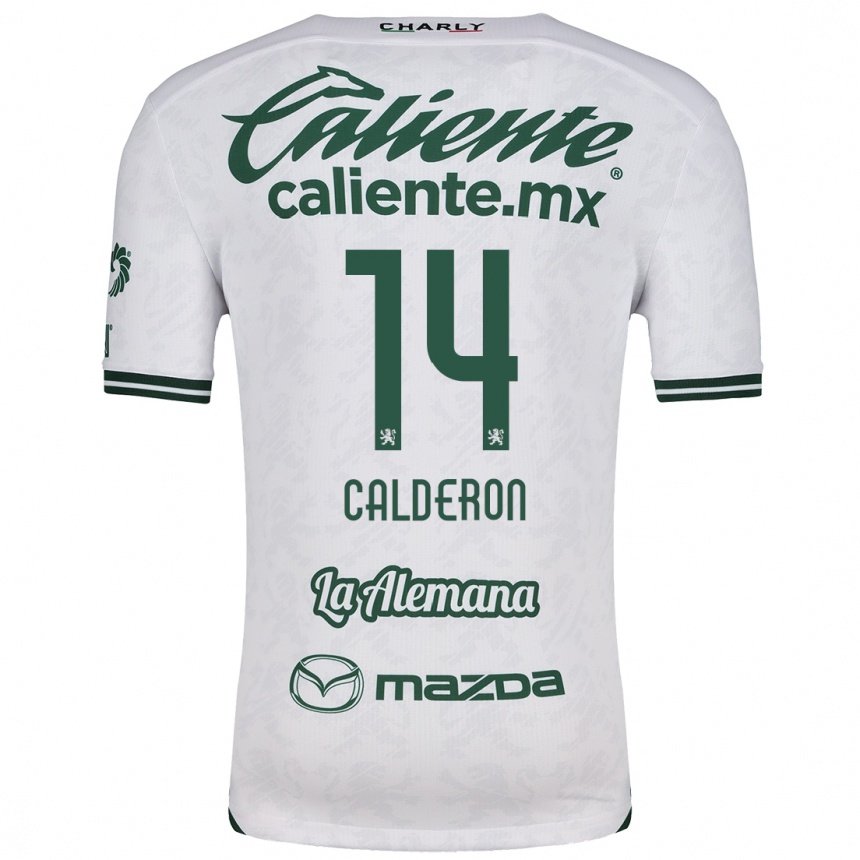 Kids Football Daniela Calderón #14 White Green Away Jersey 2024/25 T-Shirt Australia