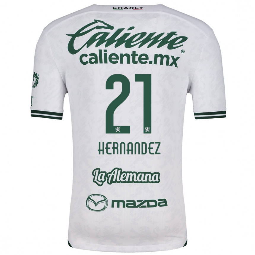 Kids Football Alexa Hernández #21 White Green Away Jersey 2024/25 T-Shirt Australia