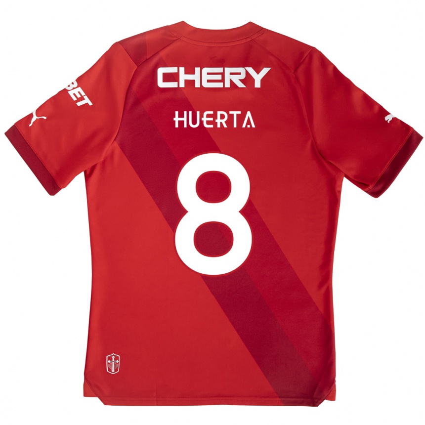 Kids Football Valber Huerta #8 Red White Away Jersey 2024/25 T-Shirt Australia