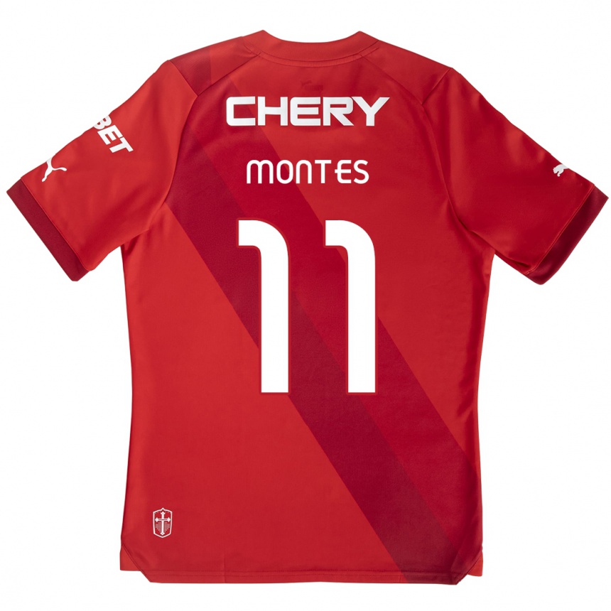 Kids Football Clemente Montes #11 Red White Away Jersey 2024/25 T-Shirt Australia