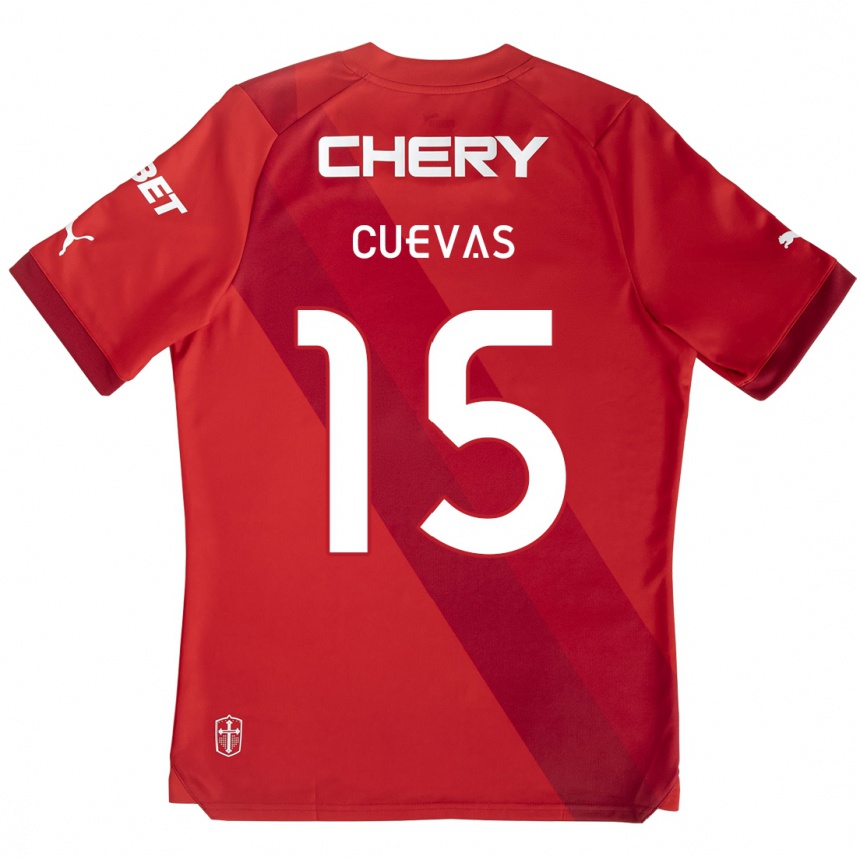 Kids Football Cristian Cuevas #15 Red White Away Jersey 2024/25 T-Shirt Australia