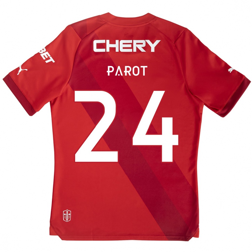 Kids Football Alfonso Parot #24 Red White Away Jersey 2024/25 T-Shirt Australia