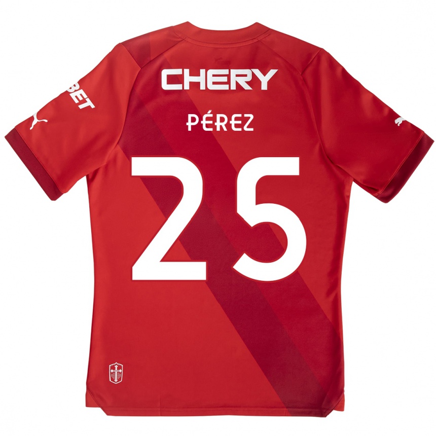 Kids Football Sebastián Pérez #25 Red White Away Jersey 2024/25 T-Shirt Australia