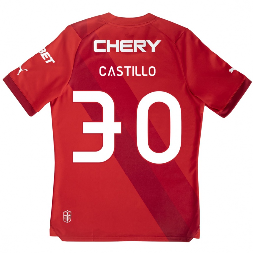 Kids Football Nicolás Castillo #30 Red White Away Jersey 2024/25 T-Shirt Australia