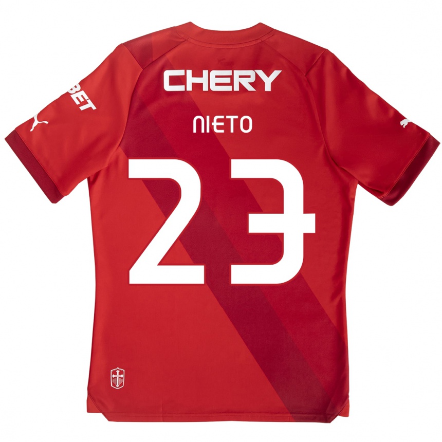 Kids Football Byron Nieto #23 Red White Away Jersey 2024/25 T-Shirt Australia