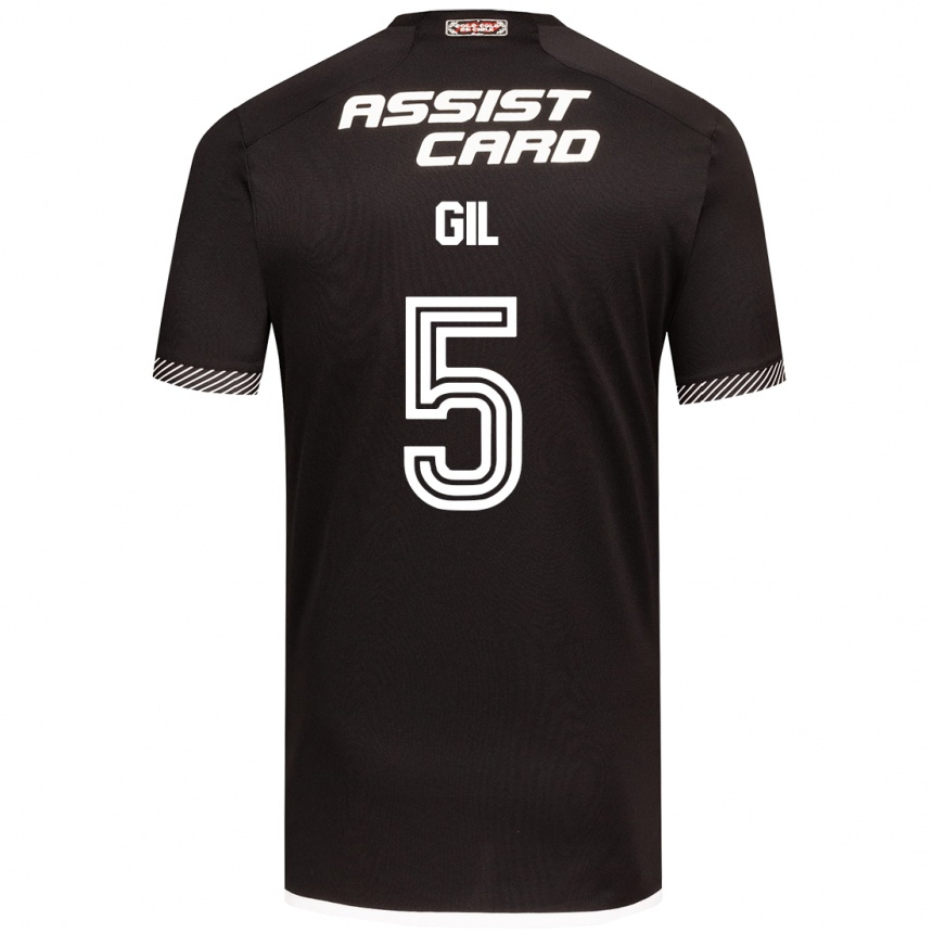 Kids Football Leonardo Gil #5 Black White Away Jersey 2024/25 T-Shirt Australia