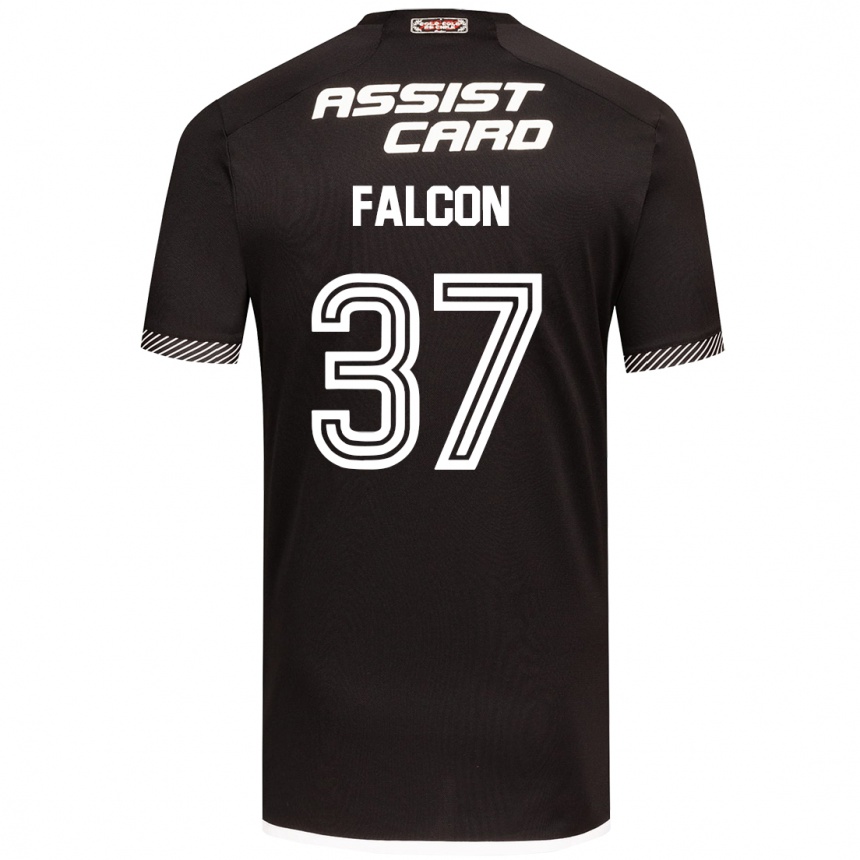 Kids Football Maximiliano Falcón #37 Black White Away Jersey 2024/25 T-Shirt Australia