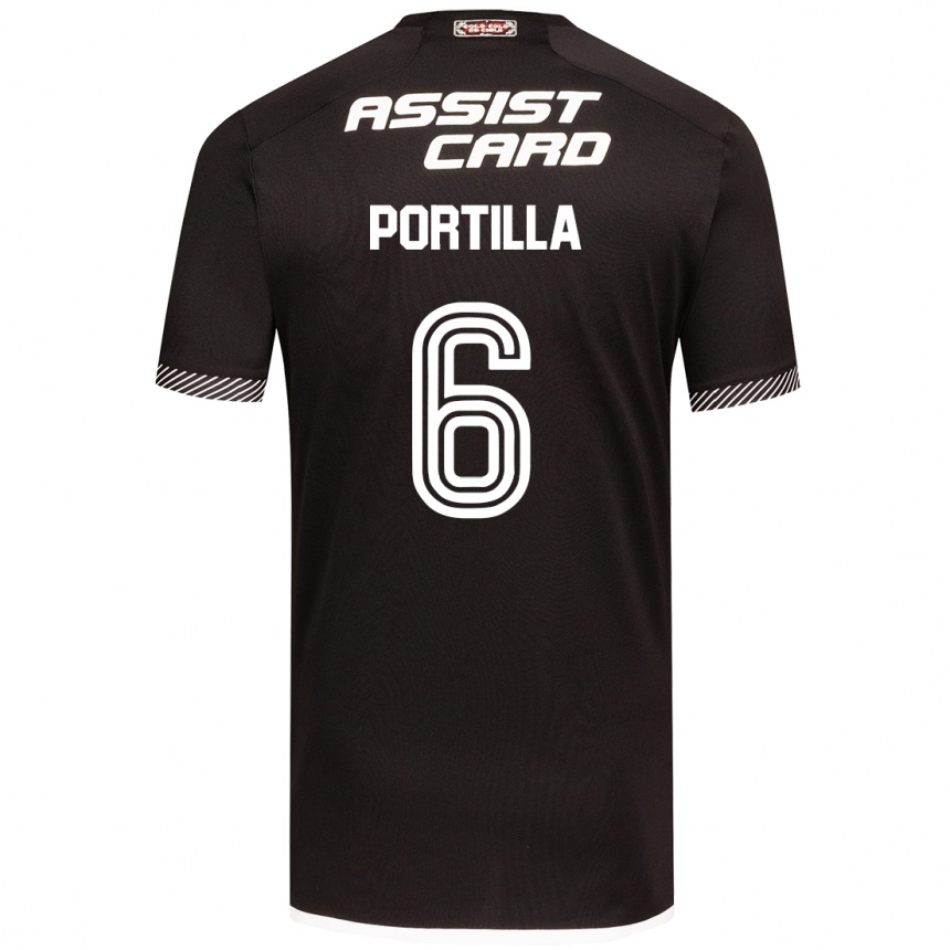 Kids Football Dylan Portilla #6 Black White Away Jersey 2024/25 T-Shirt Australia