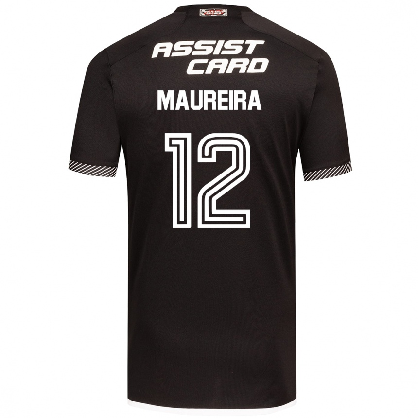 Kids Football Gabriel Maureira #12 Black White Away Jersey 2024/25 T-Shirt Australia