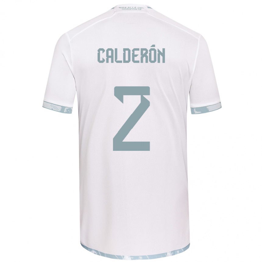 Kids Football Franco Calderón #2 White Grey Away Jersey 2024/25 T-Shirt Australia