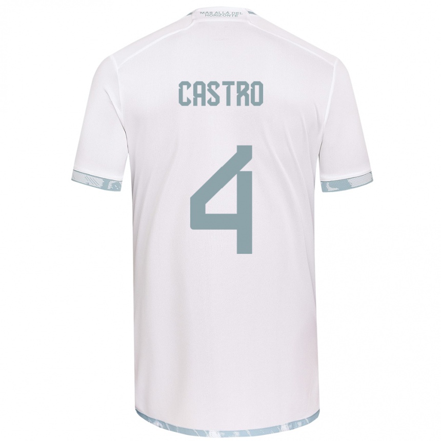 Kids Football José Ignacio Castro #4 White Grey Away Jersey 2024/25 T-Shirt Australia