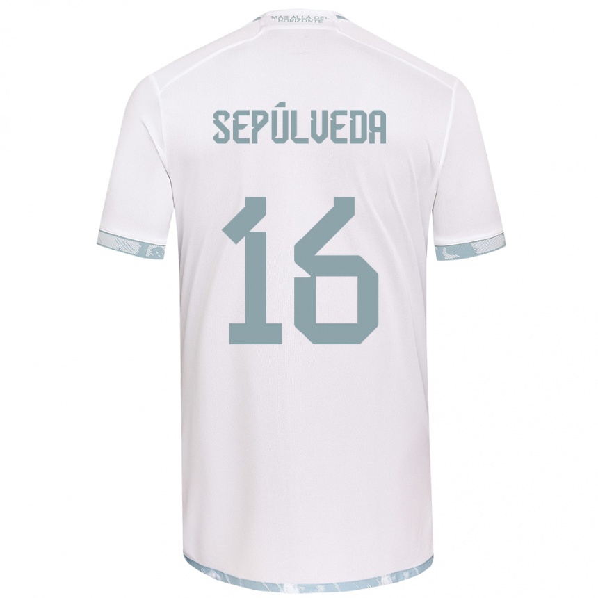 Kids Football Matías Sepúlveda #16 White Grey Away Jersey 2024/25 T-Shirt Australia